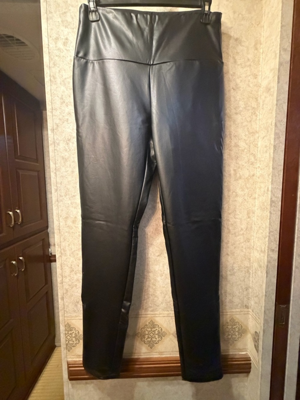 Ruby Ribbon Black Faux Leather Leggings - Sleek High-Waist